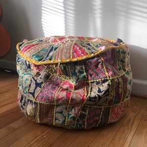 Middle Eastern Multi-Color Patchwork Pouf